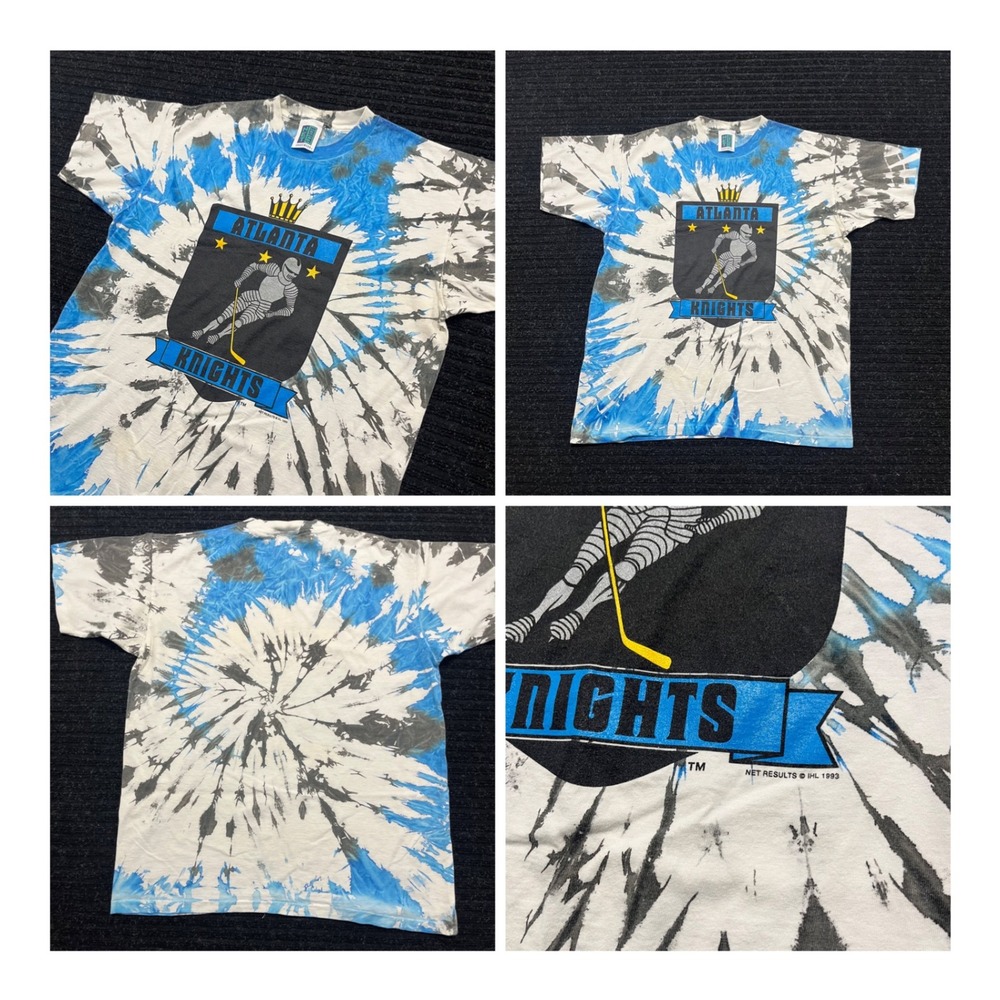 Vintage 1993 Atlanta Knights IHL Hockey Tie Dye Shirt Net Results Sportswear L
